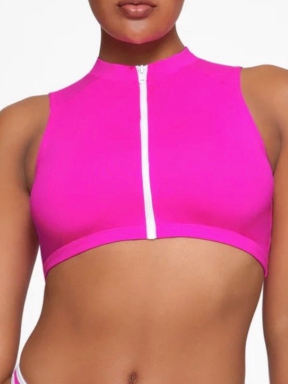 SKIMS Mock Neck Zip Up Swim Top